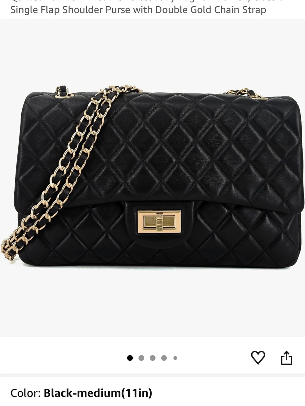 Quilted soft Leather Chain-Shoulder Bag in Black with Gold Hardware NWOT - Picture 11 of 11